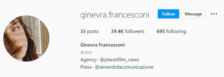 Ginevra's Instagram account