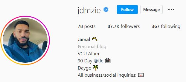 Jamal's Instagram account