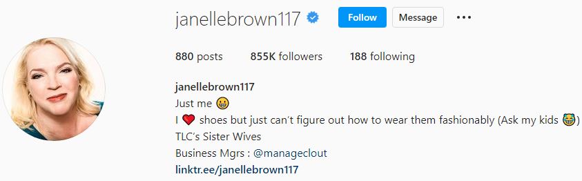 Janelle's Instagram account