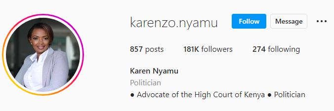 Karen's Instagram account