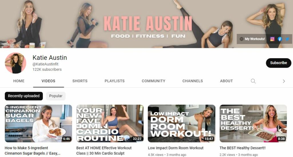 Katie Austin YouTube channel