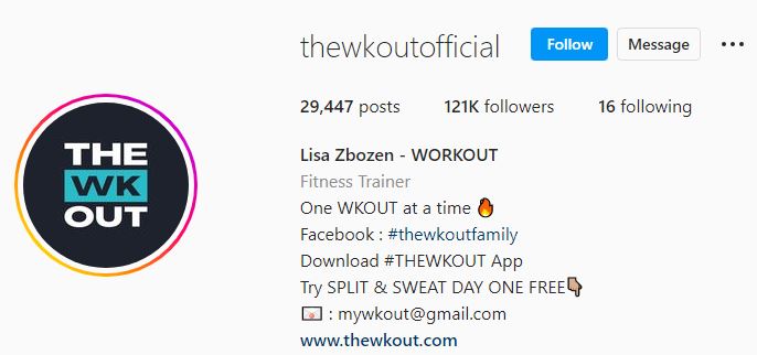 Lisa's Instagram account