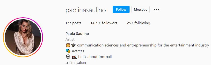 Paola's Instagram account