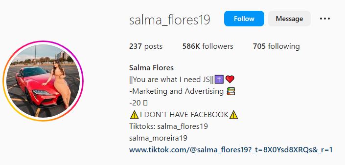 Salma's Instagram account