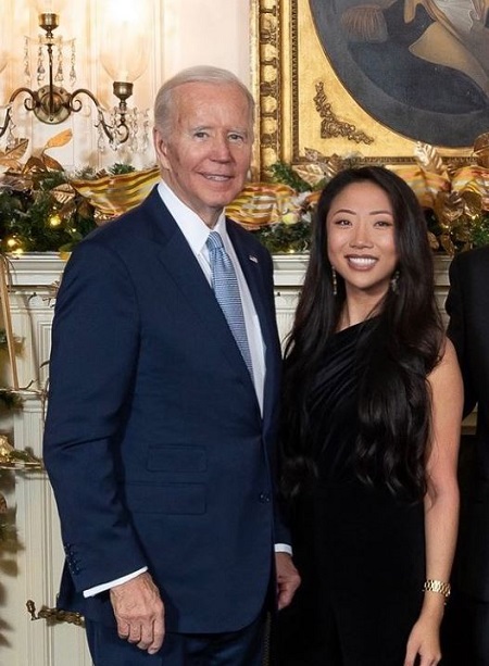 Tiffany Fong with Joe Biden inside white house