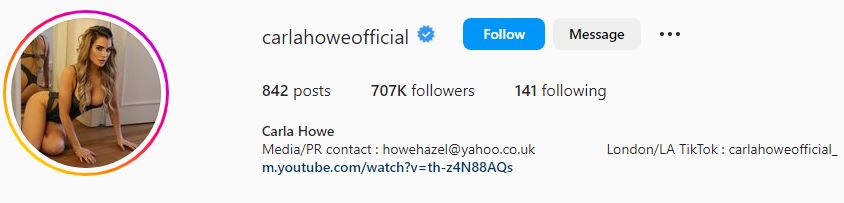 Carla's Instagram account