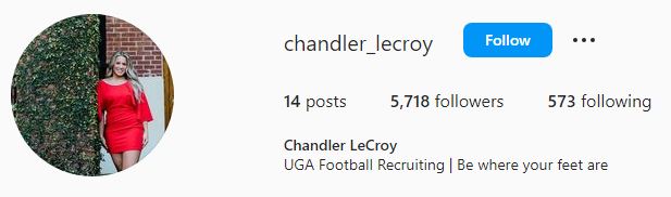 Chandler's Instagram account