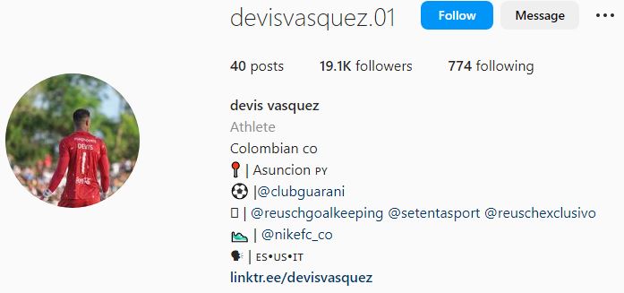 Devis's Instagram account