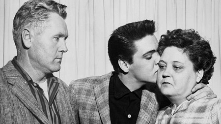 Gladys Presley with her husband and son