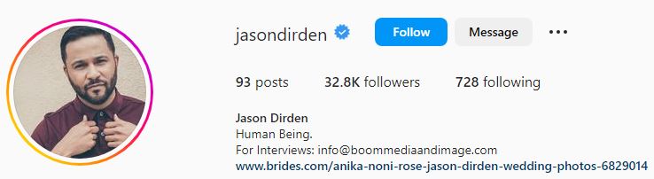 Jason's Instagram account