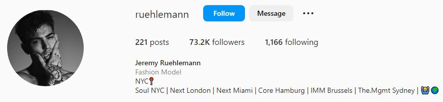 Jeremy's Instagram account