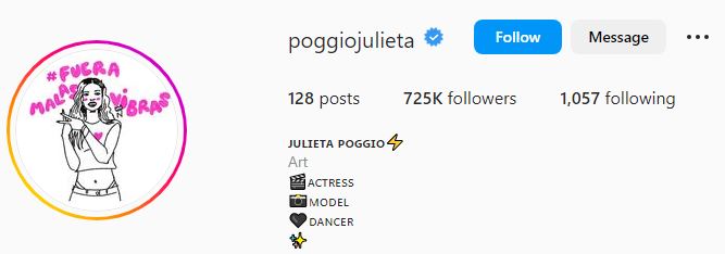 Julieta's Instagram account