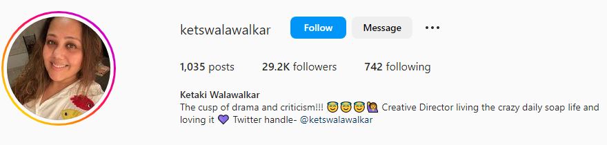 Ketaki's Instagram account