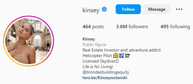 Kinsey's Instagram account