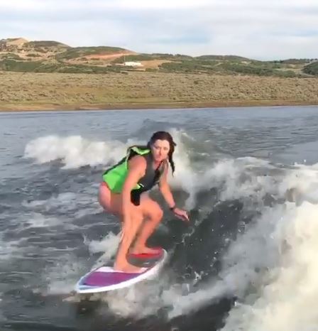 Lucy Block loves surfing