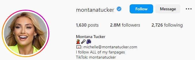 Montana's Instagram account
