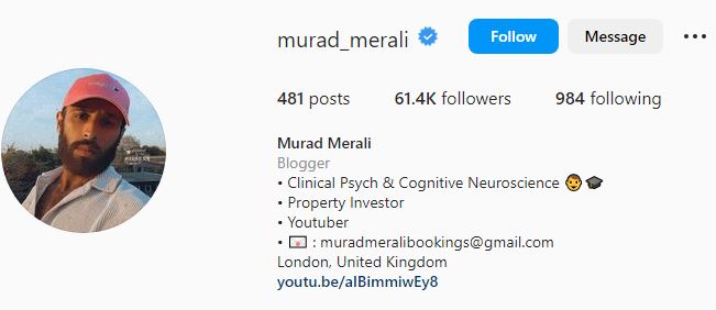 Murad's Instagram account
