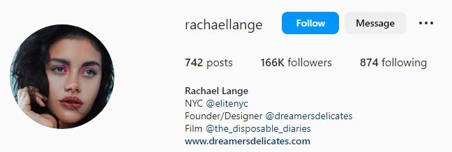 Rachael's Instagram account