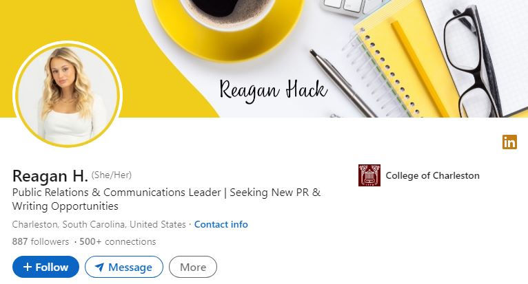 Reagan's LinkedIn account