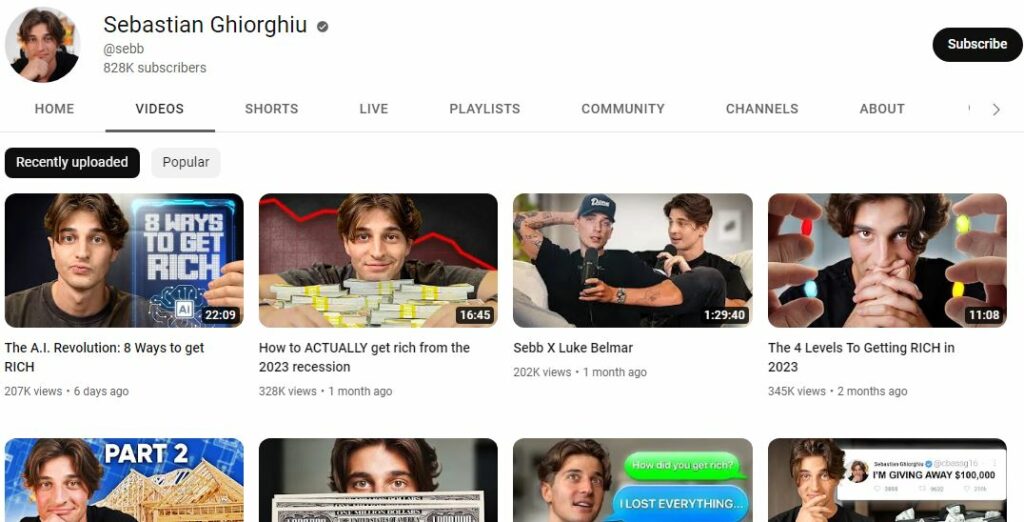 Sebastian Ghiorghiu YouTube channel