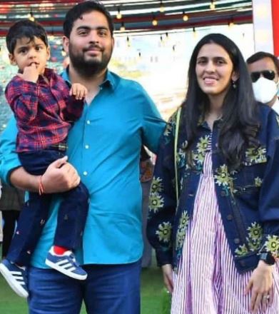 Shloka and Akash Ambani with their son Prithvi Akash Ambani