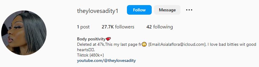 Theylovesadity's Instagram account