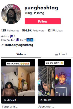 Yung Hashtag TikTok handle