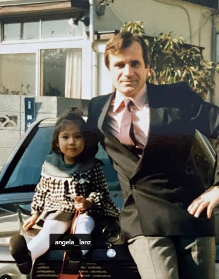 Angela Gessmann childhood picture with her father'