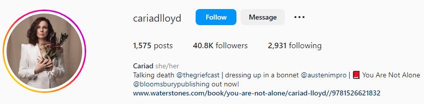 Cariad's Instagram account