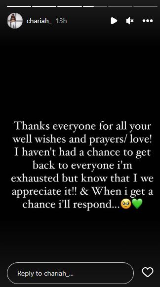 Chariah's IG story
