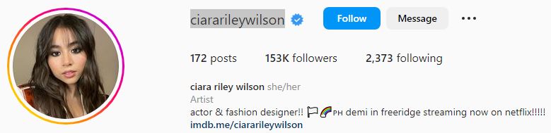 Ciara Riley's Instagram account