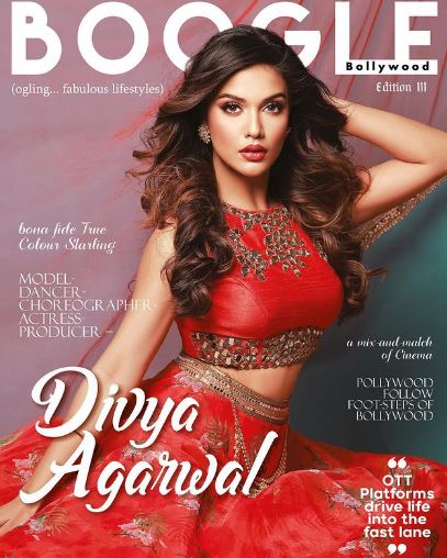 Divya Agarwal on the cover of Boogle Bollywood