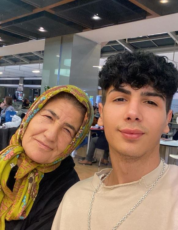 Duymaz with his mother