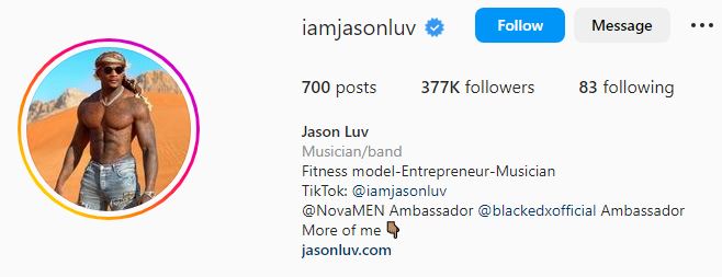 Jason's Instagram account