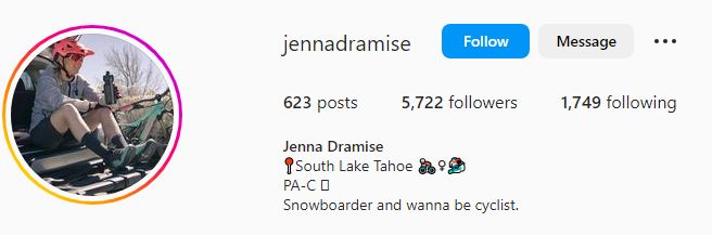 Jenna's Instagram account