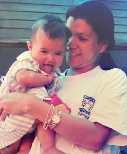 Kaz Crossley old image with her mom