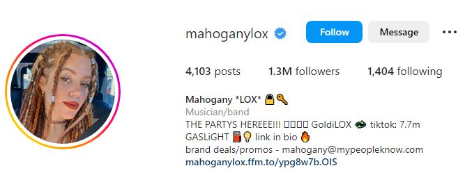 Mahogany's Instagram account
