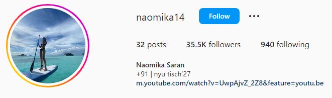 Naomika's Instagram account