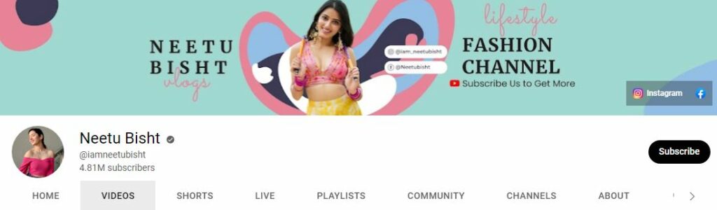 Neetu's Youtube channel
