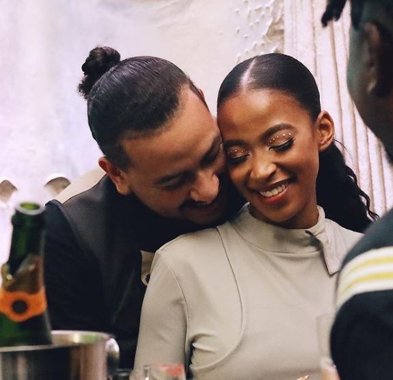 Nellie Tembe with her fiancée AKA