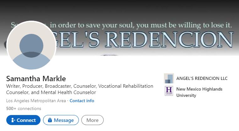 Samantha's LinkedIn profile