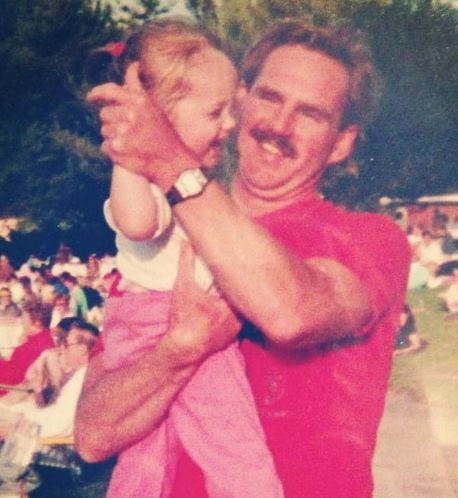 Sarah Herron old image with her dad