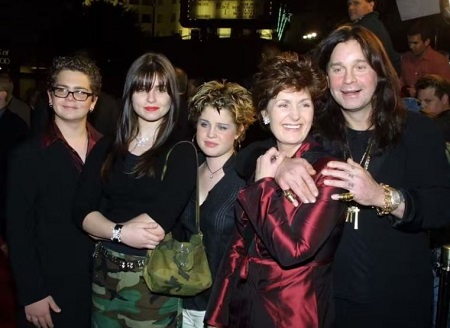 Sharon Osbourne with her kids and husband