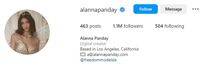 Alanna's Instagram account