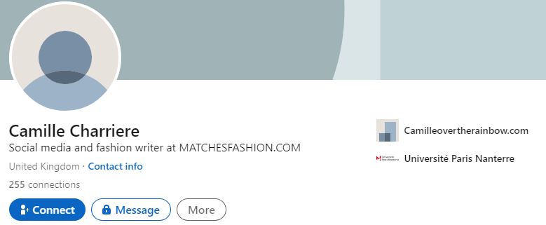 Camille's LinkedIn profile