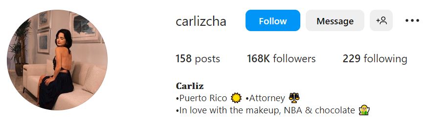 Carliz's Instagram account