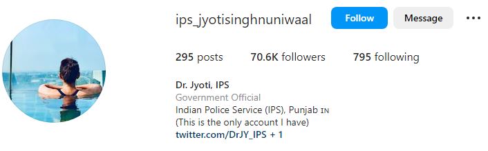 Jyoti's Instagram account