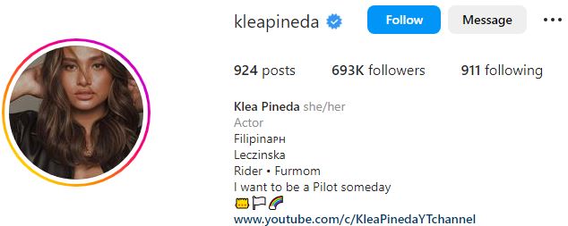 Klea's Instagram account