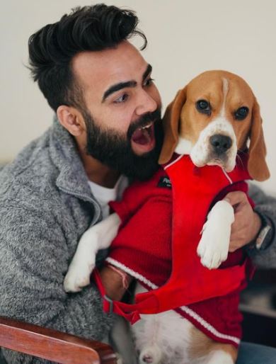 Lakhan with his pet dog
