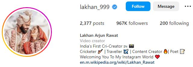 Lakhan's Instagram account